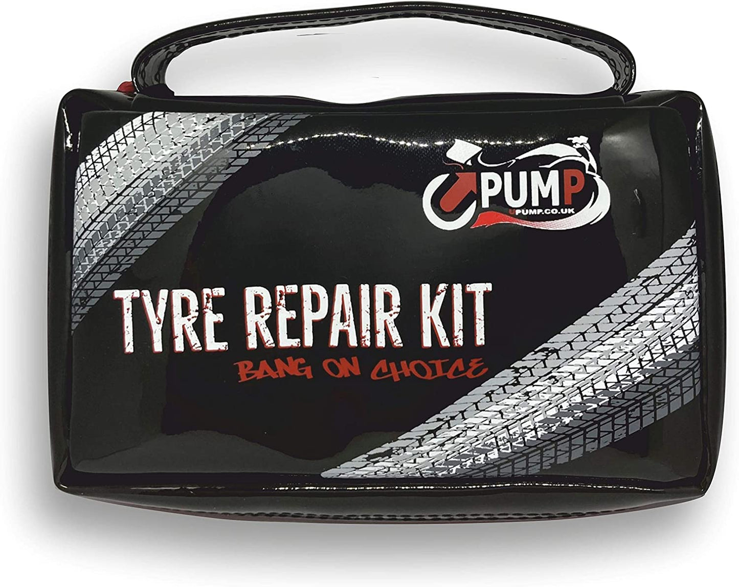 TUBELESS TYRE PUNCTURE REPAIR KIT BY UPUMP INCLUDING 5 x 25G CO2 CARTRIDGES AND SAFETY MAINTENANCE GLOVES